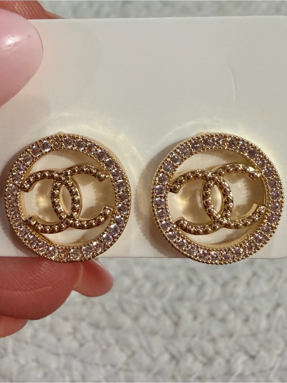 Gold-Tone Crystal Interlocking Circle Stud Earrings | NEW